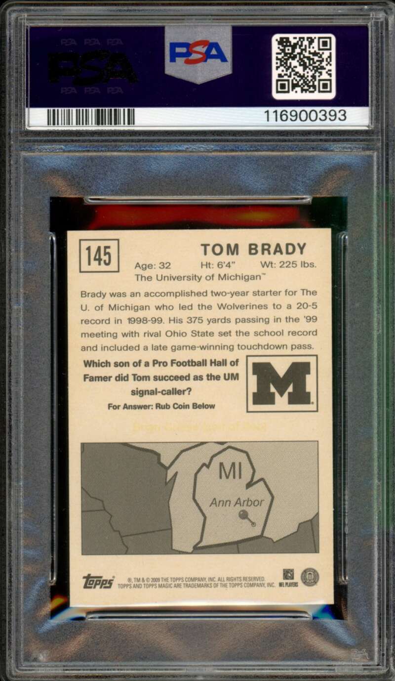 Tom Brady Card 2009 Topps Magic Mini #145 PSA 10 Image 2