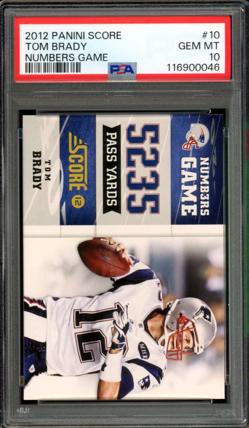 Tom Brady Card 2012 Panini Score Numbers Game #10 PSA 10 Image 1