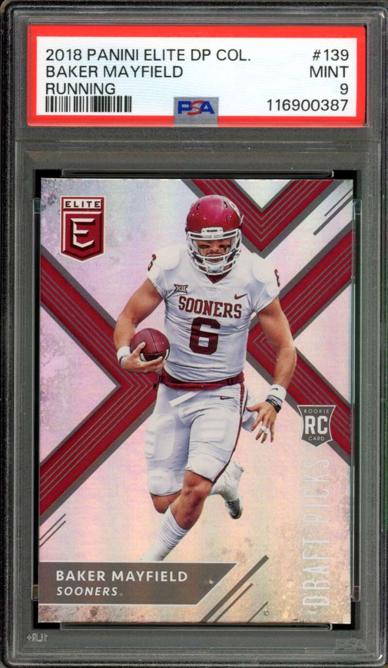 Baker Mayfield Rookie Card 2018 Panini Elite Draft Picks #139 PSA 9 Image 1