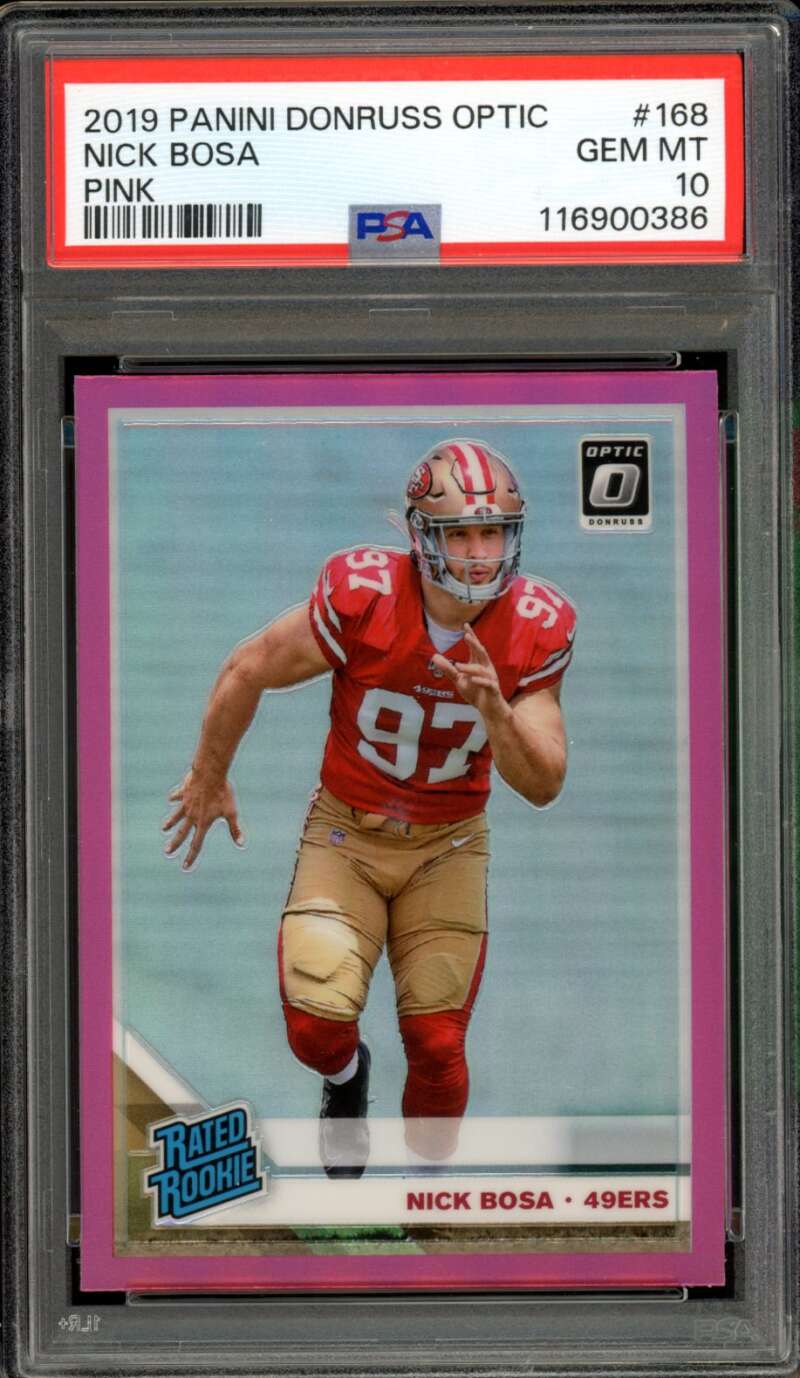 Nick Bosa Rookie Card 2019 Panini Donruss Optic Pink #168 PSA 10 Image 1