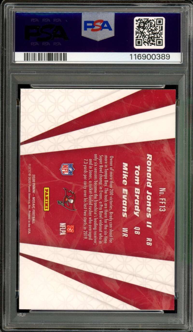 Jones/ Evans/ Tom Brady Card 2020 Panini Mosaic Flea Flicker #Ff13 PSA 10 Image 2