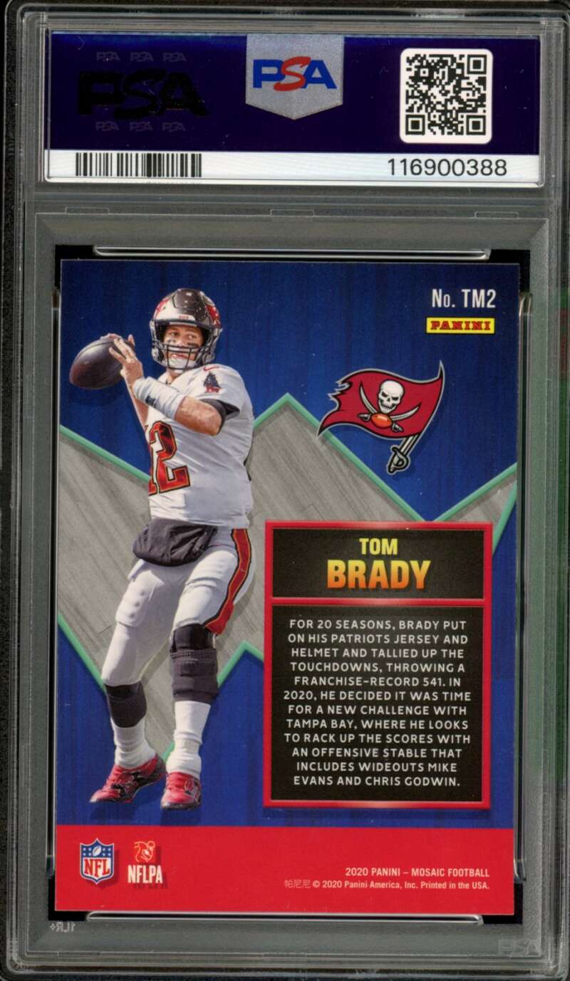 Tom Brady Card 2020 Panini Mosaic Touchdown Masters #TM2 PSA 10 Image 2