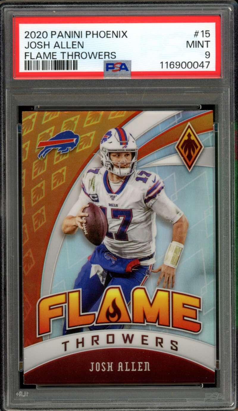 Josh Allen Card 2020 Panini Phoenix Flame Throwers #15 PSA 9 Image 1