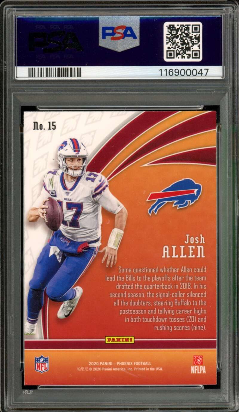 Josh Allen Card 2020 Panini Phoenix Flame Throwers #15 PSA 9 Image 2