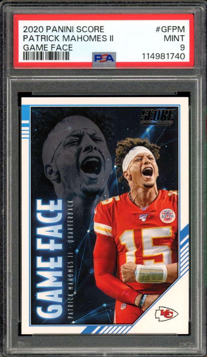 Patrick Mahomes II Card 2020 Panini Score Game Face #GFPM PSA 9 Image 1