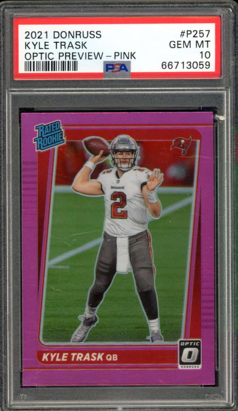 Kyle Trask Rookie Card 2021 Donruss Optic Preview Pink #P257 PSA 10 Image 1