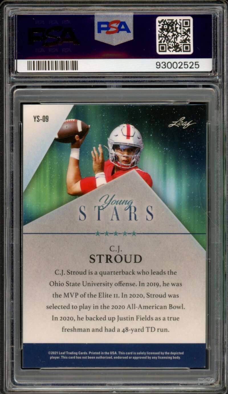 C.J. Stroud Rookie 2021 Leaf Young Stars Purple Spectrum Foil (2/25) #9 PSA 7 Image 2