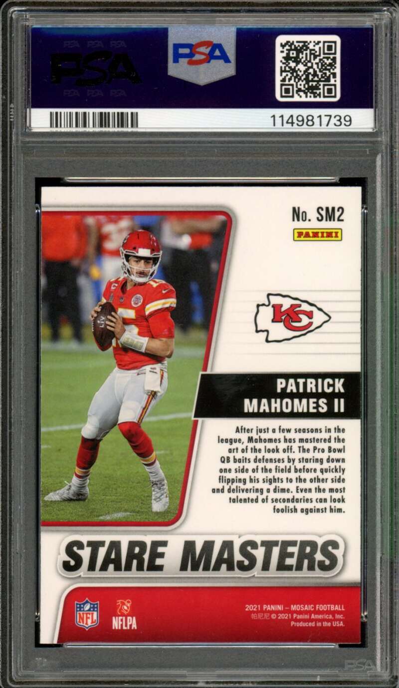 Patrick Mahomes II Card 2021 Mosaic Stare Masters #SM2 PSA 10 Image 2