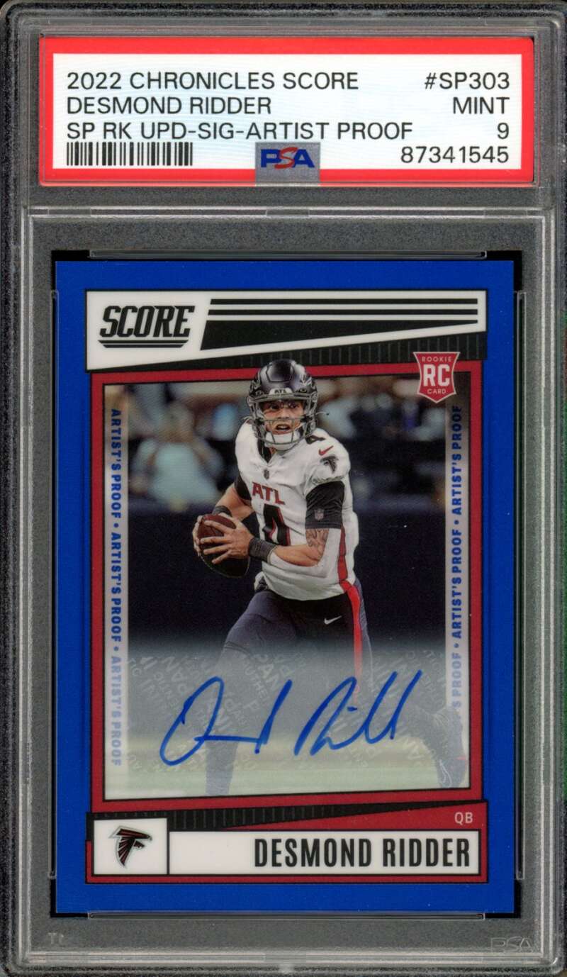 Desmond Ridder Rookie Card 2022 Chronicles Score Sig Artist Proof #SP303 PSA 9 Image 1