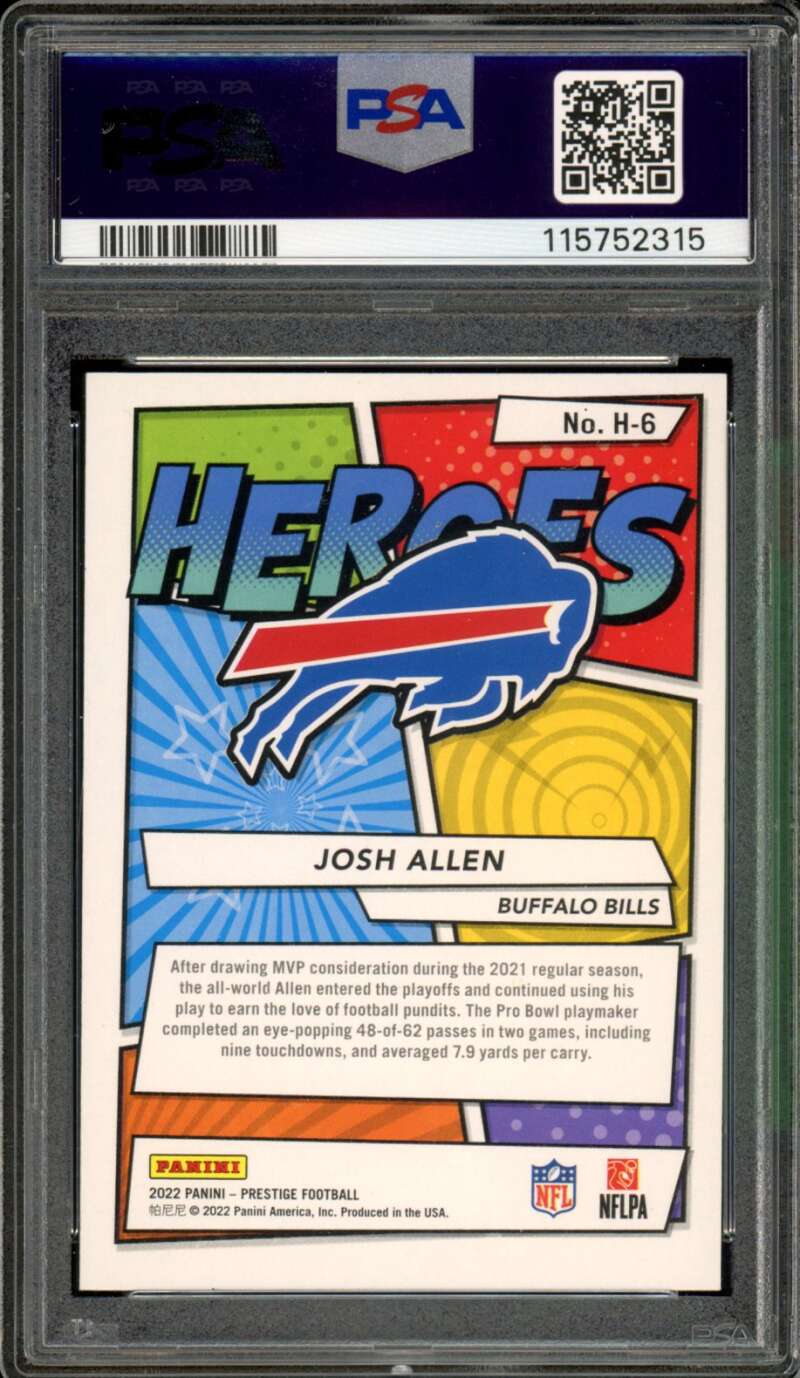Josh Allen Card 2022 Prestige Heroes #H6 PSA 9 Image 2