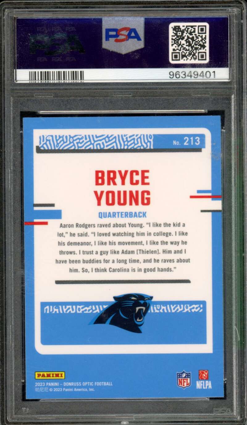 Bryce Young Rookie Card 2023 Donruss Optic #213 PSA 9 (holder scratch) Image 2