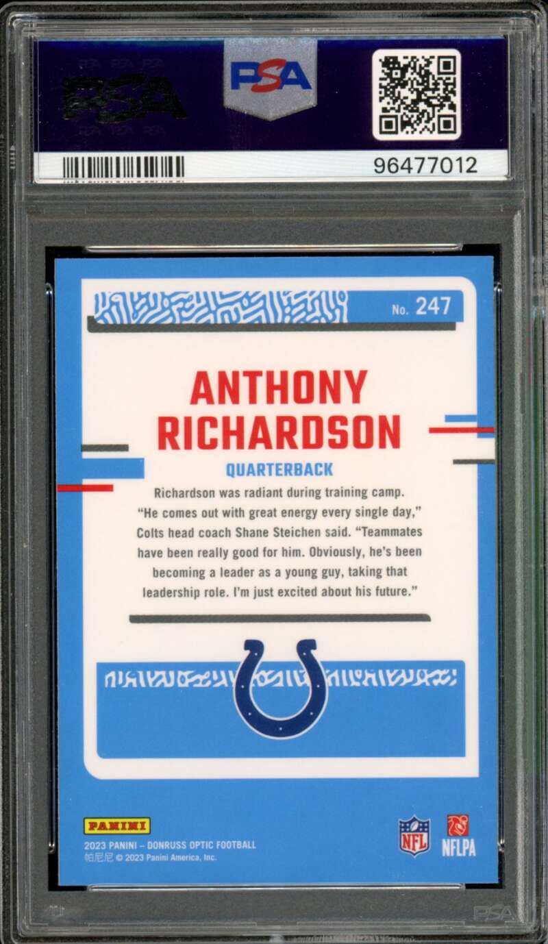 Anthony Richardson Rookie Card 2023 Donruss Optic #247 PSA 9 Image 2