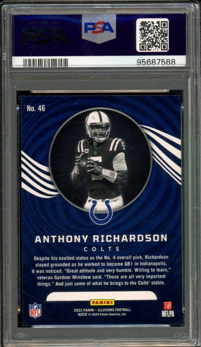 Anthony Richardson Rookie Card 2023 Illusions Trophy Collection Teal #46 PSA 9 Image 2