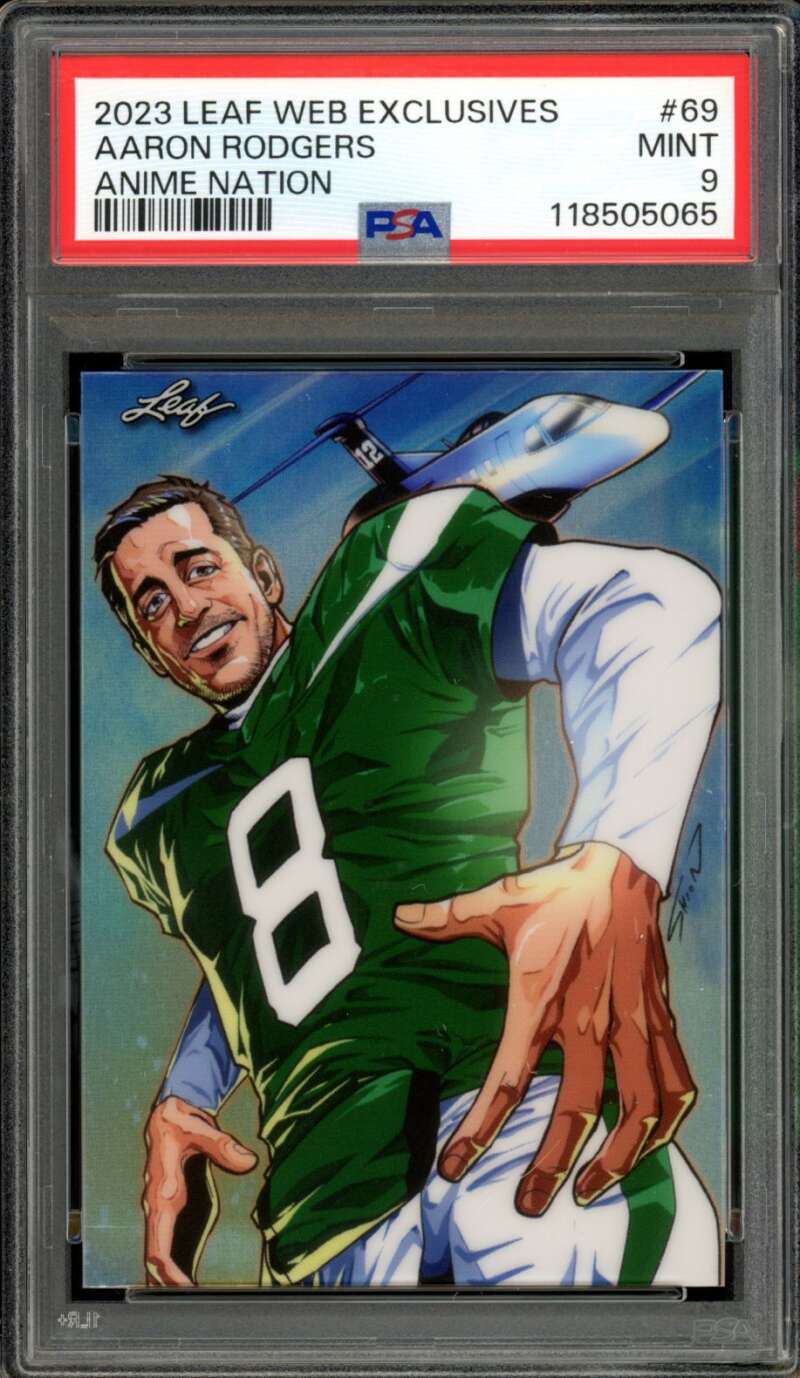 Aaron Rodgers Card 2023 Leaf Web Exclusives Anime Nation #69 PSA 9 Image 1