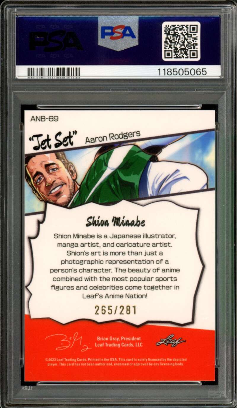Aaron Rodgers Card 2023 Leaf Web Exclusives Anime Nation #69 PSA 9 Image 2
