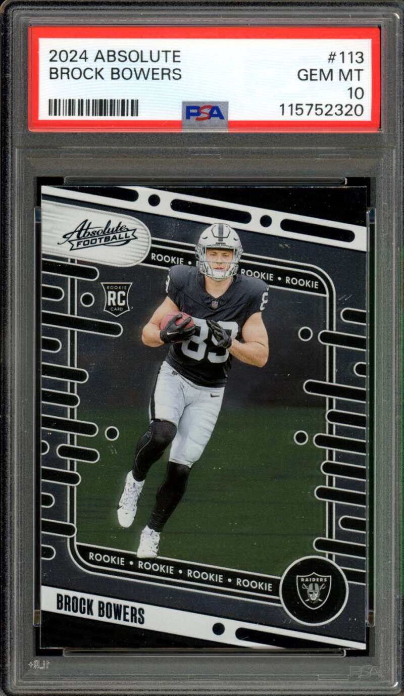 Brock Bowers Rookie Card 2024 Absolute #113 PSA 10 Image 1