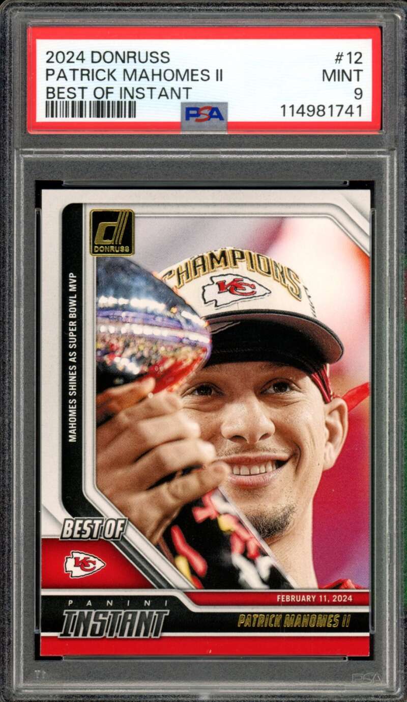 Patrick Mahomes II Card 2024 Donruss Best Of Instant #12 PSA 9 Image 1