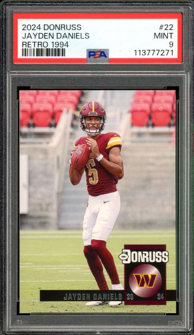 Jayden Daniels Rookie Card 2024 Donruss Retro 1994 #22 PSA 9 Image 1