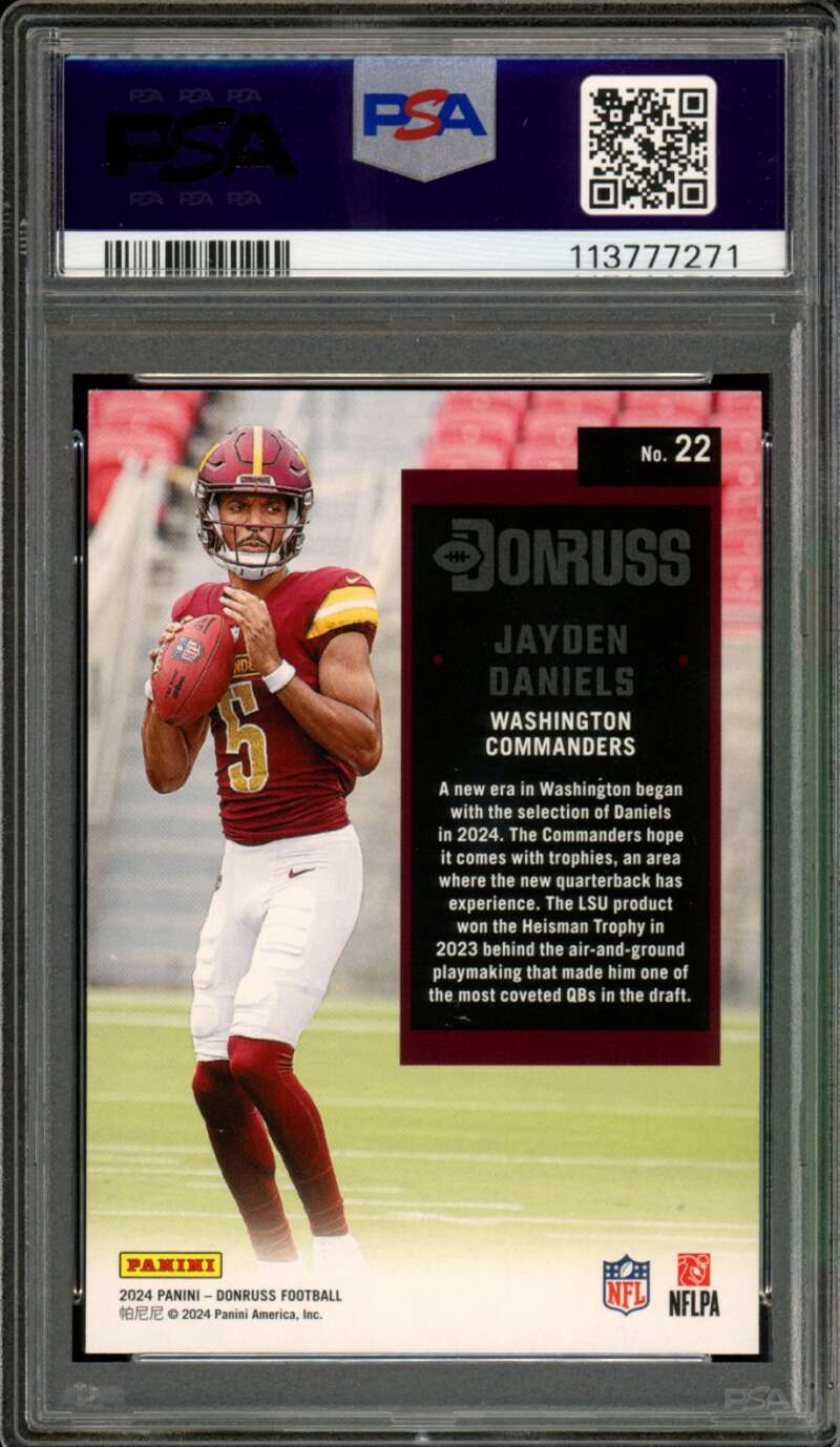 Jayden Daniels Rookie Card 2024 Donruss Retro 1994 #22 PSA 9 Image 2