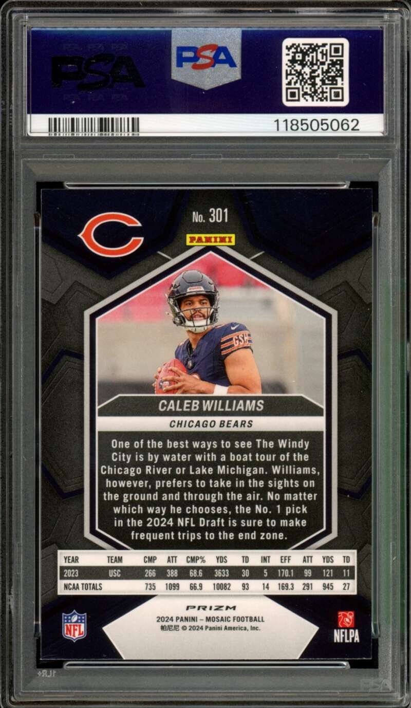 Caleb Williams Rookie Card 2024 Mosaic Camo Pink #301 PSA 10 Image 2