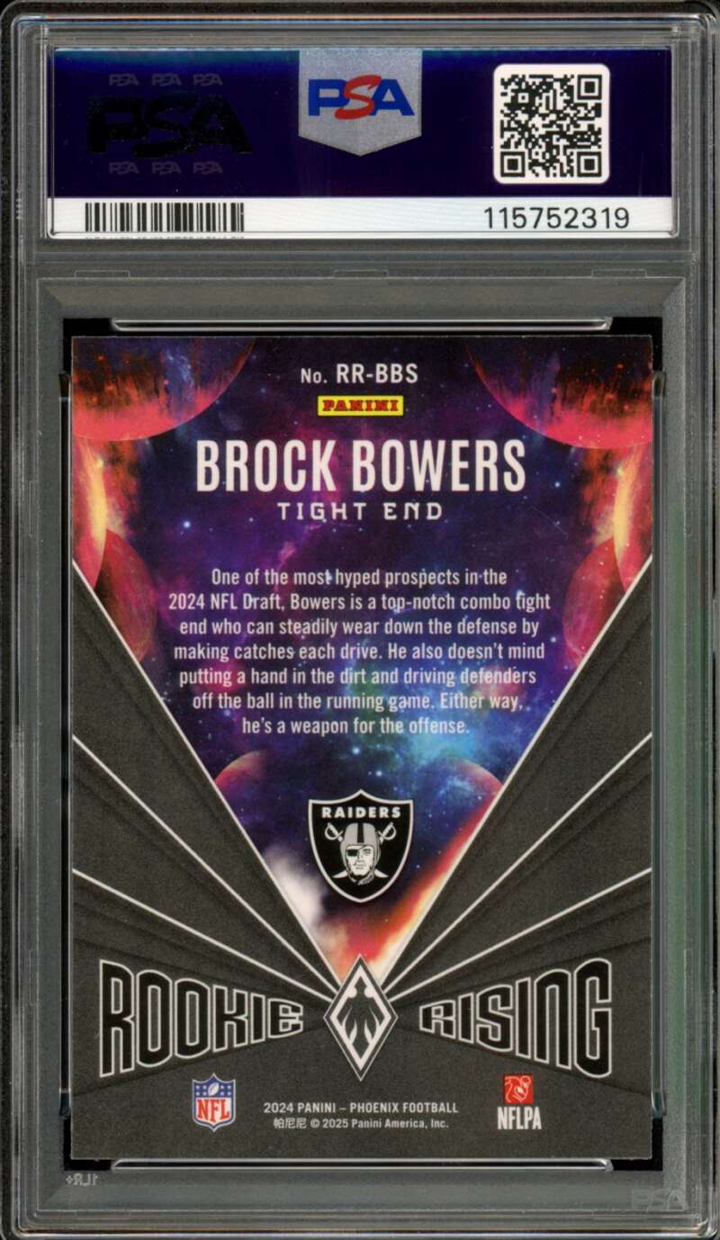 Brock Bowers Rookie Card 2024 Phoenix Rising #RRBBS PSA 10 Image 2