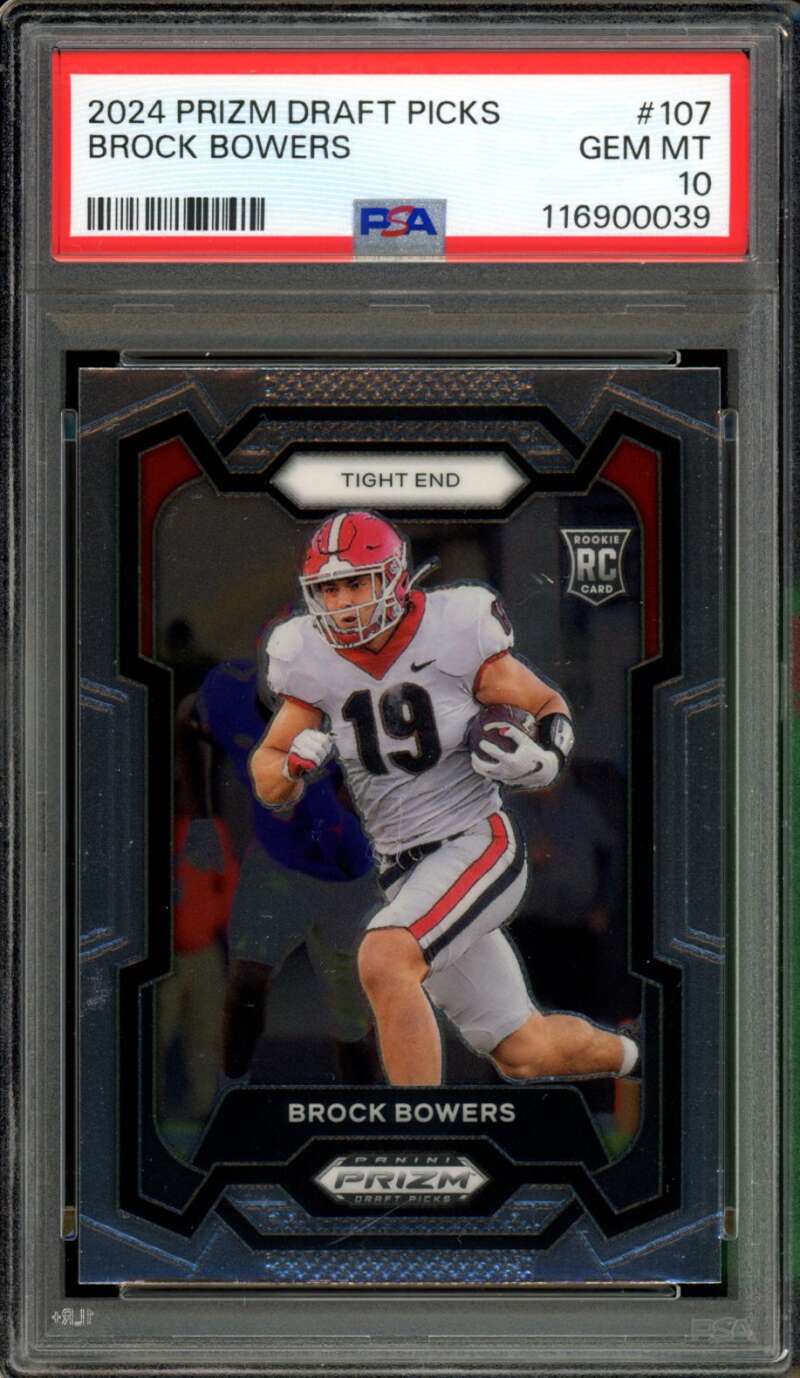 Brock Bowers Rookie Card 2024 Prizm Draft Picks #107 PSA 10 Image 1
