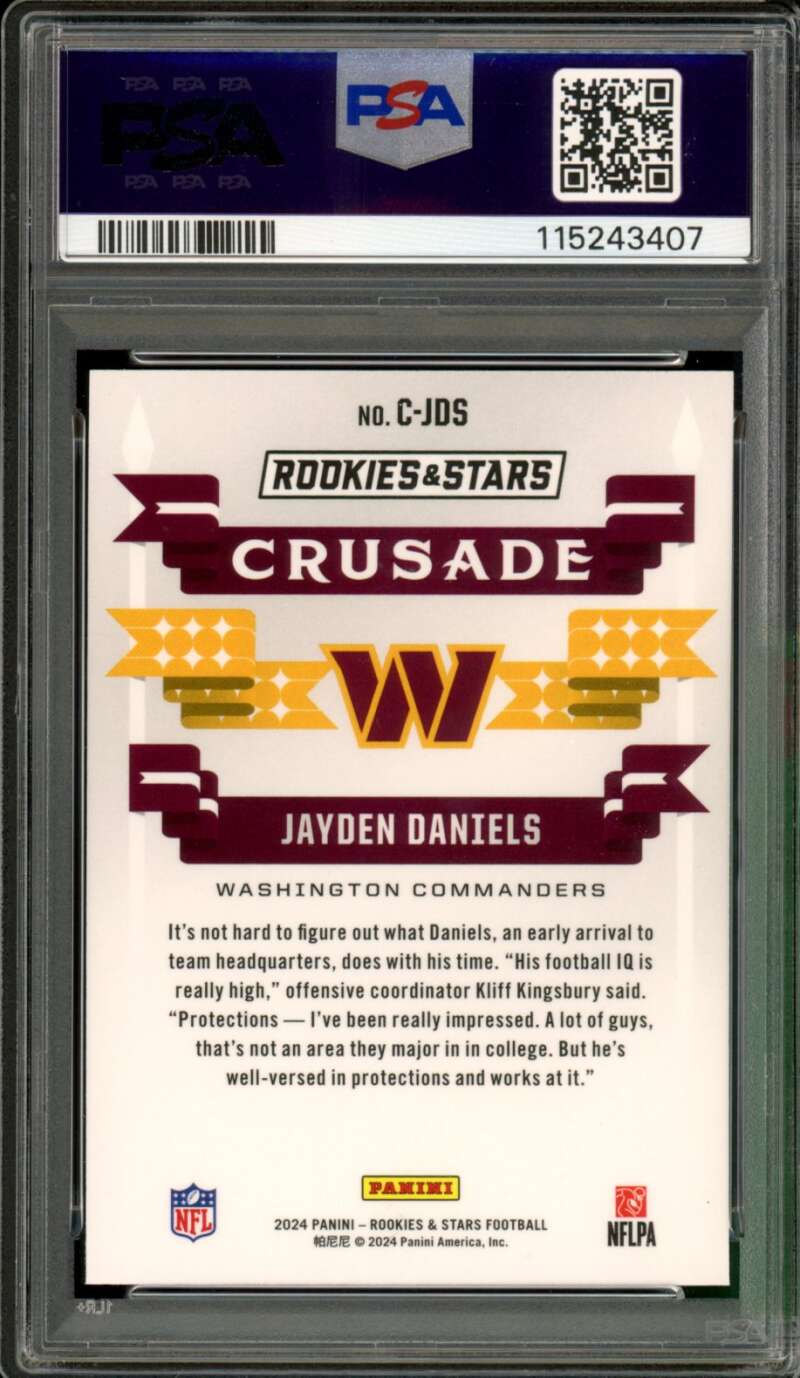Jayden Daniels Rookie Card 2024 Rookies Stars Crusade #Cjds PSA 9 Image 2