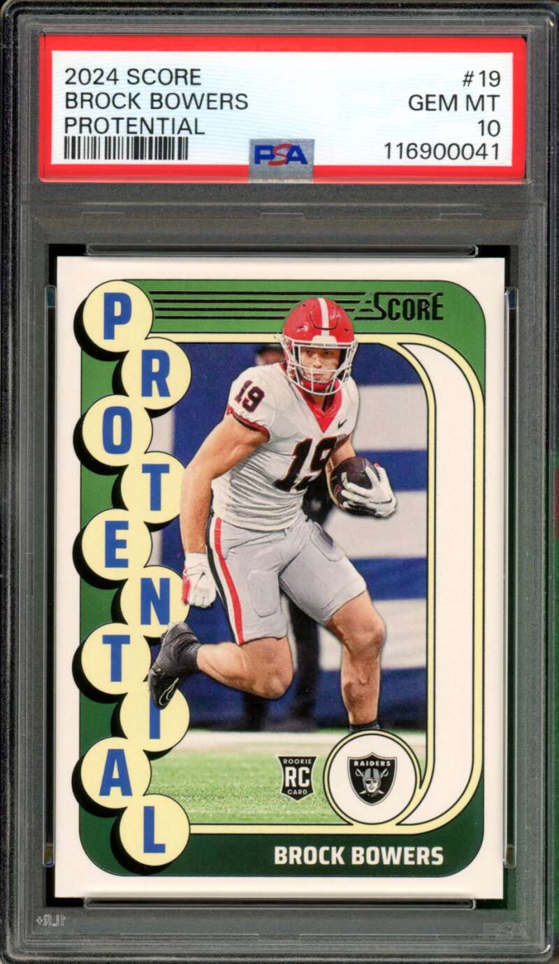 Brock Bowers Rookie Card 2024 Score Protential #19 PSA 10 Image 1