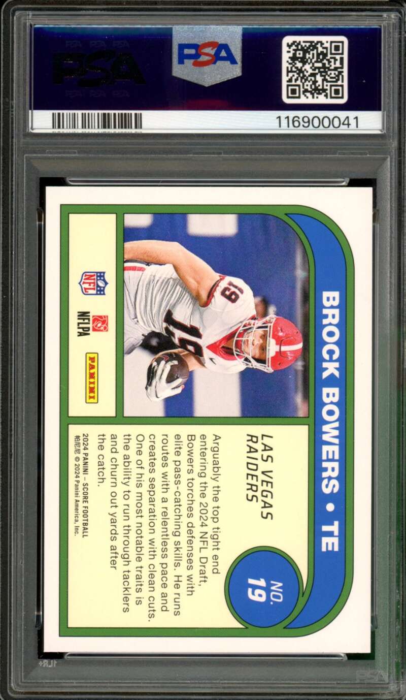 Brock Bowers Rookie Card 2024 Score Protential #19 PSA 10 Image 2