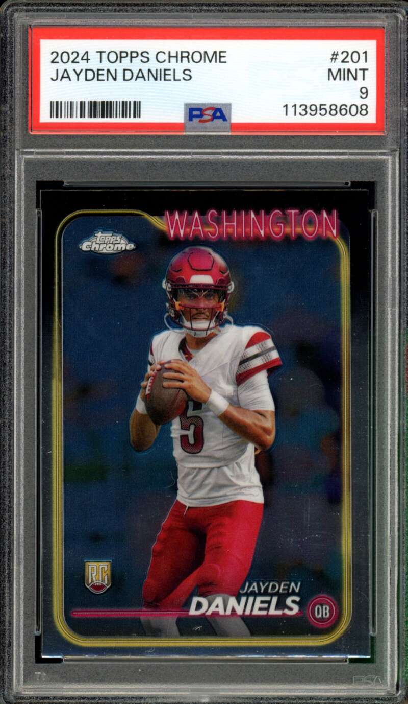 Jayden Daniels Rookie Card 2024 Topps Chrome #201 PSA 9 Image 1