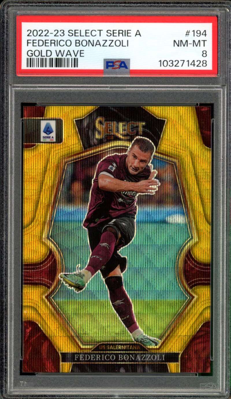 Federico Bonazzoli Card 2022-23 Select Gold Wave (6/10) #194 PSA 8 Image 1