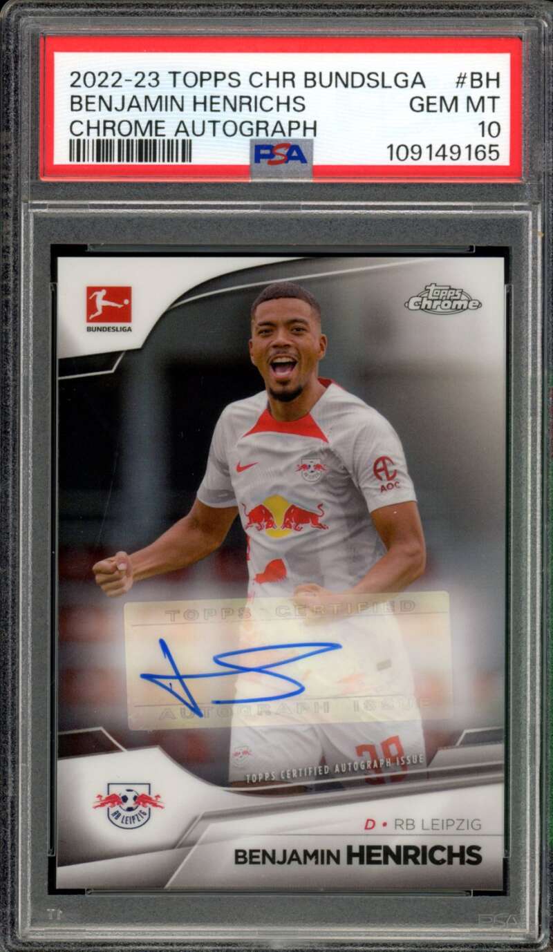 Benjamin Henrichs Card 2022-23 Topps Chrome Bundesliga Autograph #BH PSA 10 Image 1