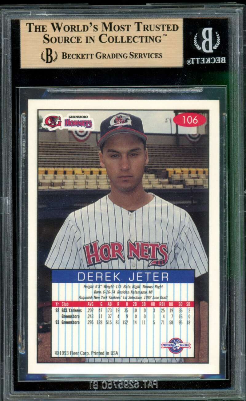 Derek Jeter Rookie Card 1993-94 Excel #106 BGS 9.5 Image 2