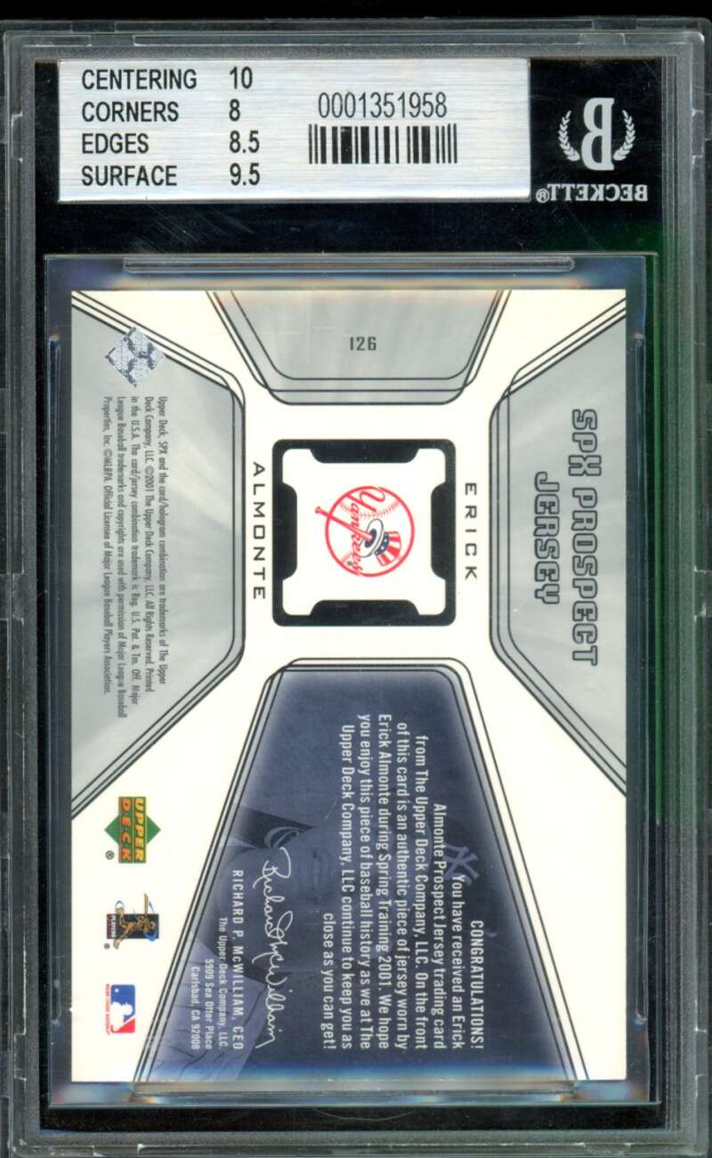 Erick Almonte Rookie Card 2001 SPX Jersey #126 BGS 8.5 Image 2