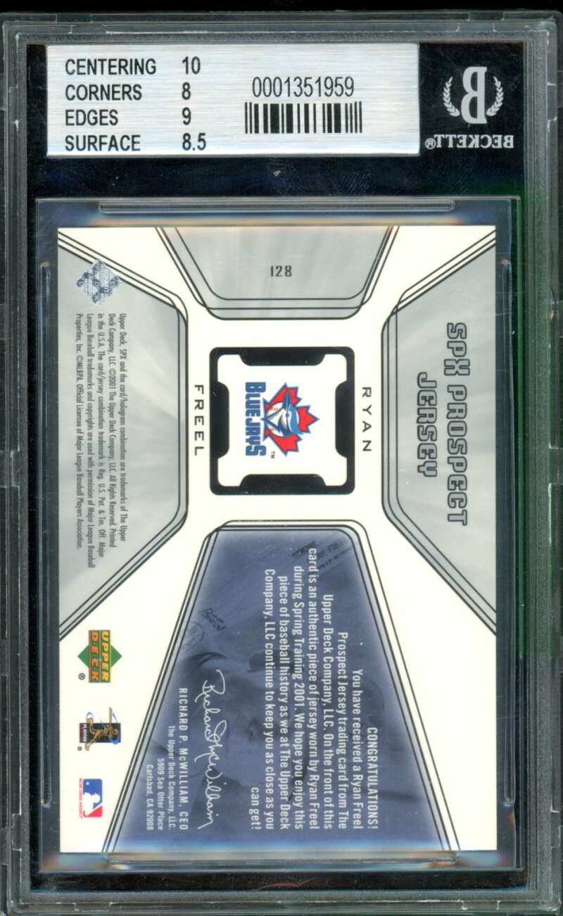 Ryan Freel Rookie Card 2001 SPX Jersey #128 BGS 8.5 Image 2