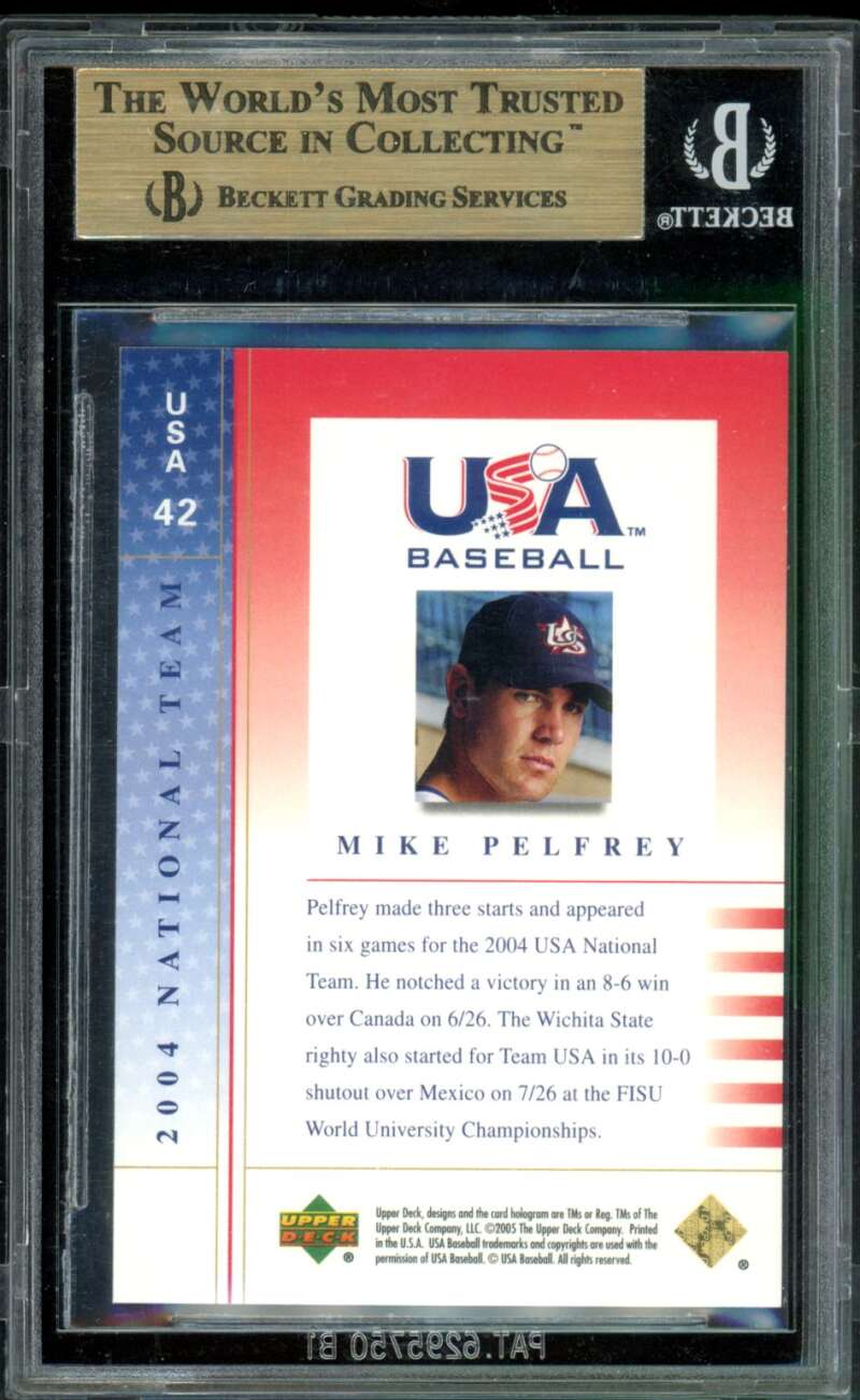 Mike Pelfrey Rookie 2004-05 Upper Deck USA Baseball National Team #42 BGS 9.5 Image 2