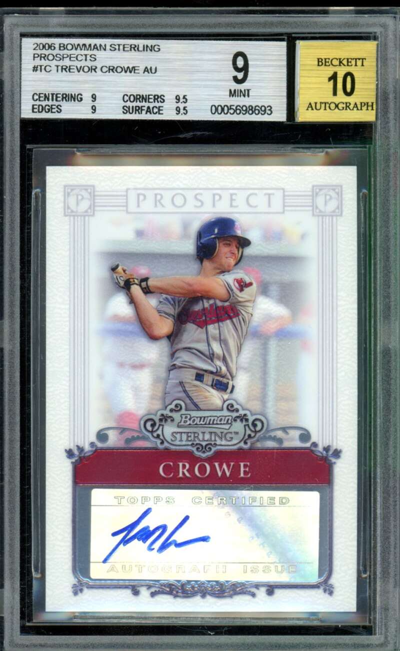 Trevor Crowe Rookie Card 2006 Bowman Sterling Prospects Auto #TC BGS 9 Image 1