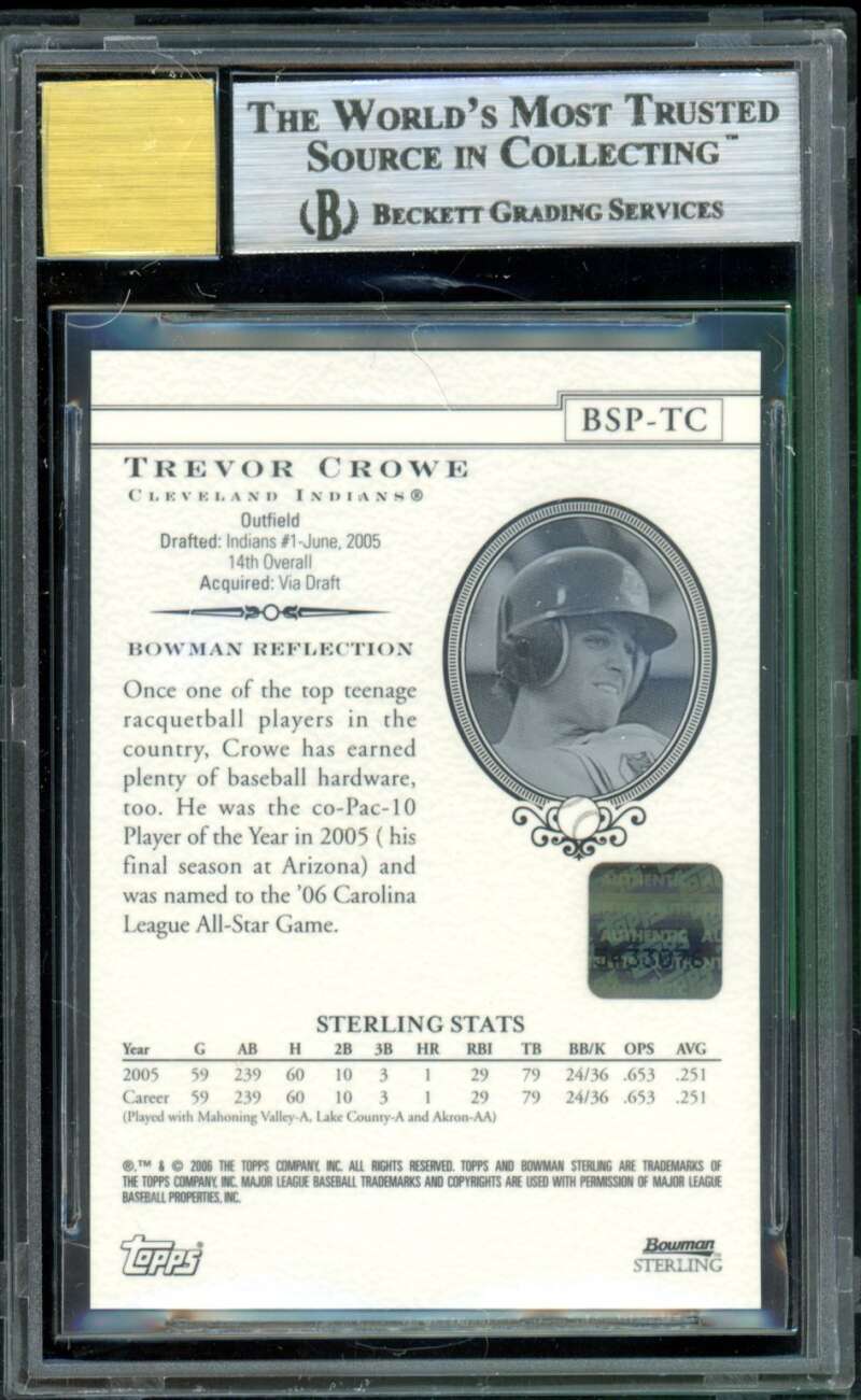 Trevor Crowe Rookie Card 2006 Bowman Sterling Prospects Auto #TC BGS 9 Image 2