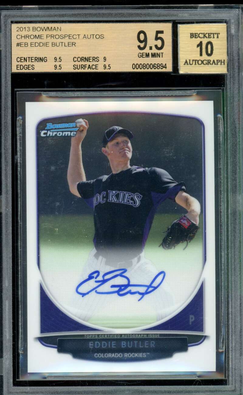 Eddie Butler Rookie Card 2013 Bowman Chrome Prospect Autos #EB BGS 9.5 Image 1