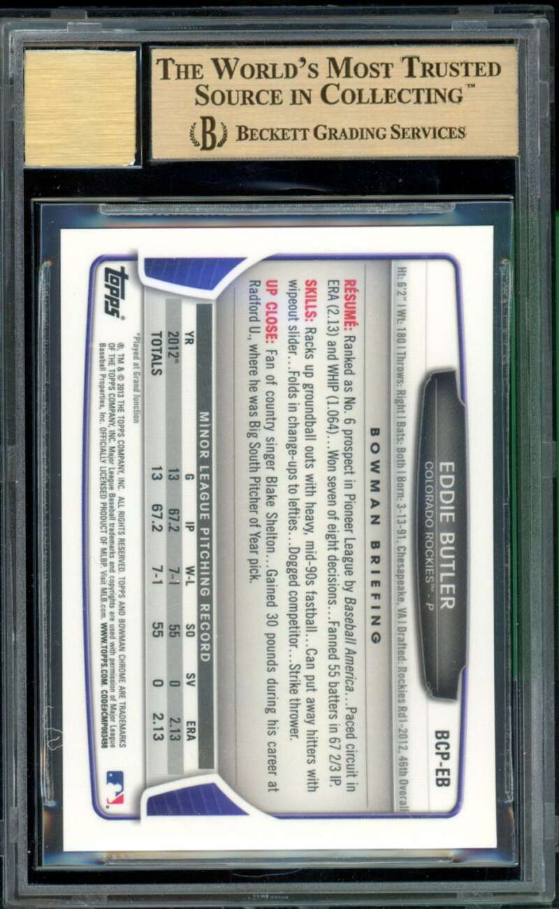Eddie Butler Rookie Card 2013 Bowman Chrome Prospect Autos #EB BGS 9.5 Image 2