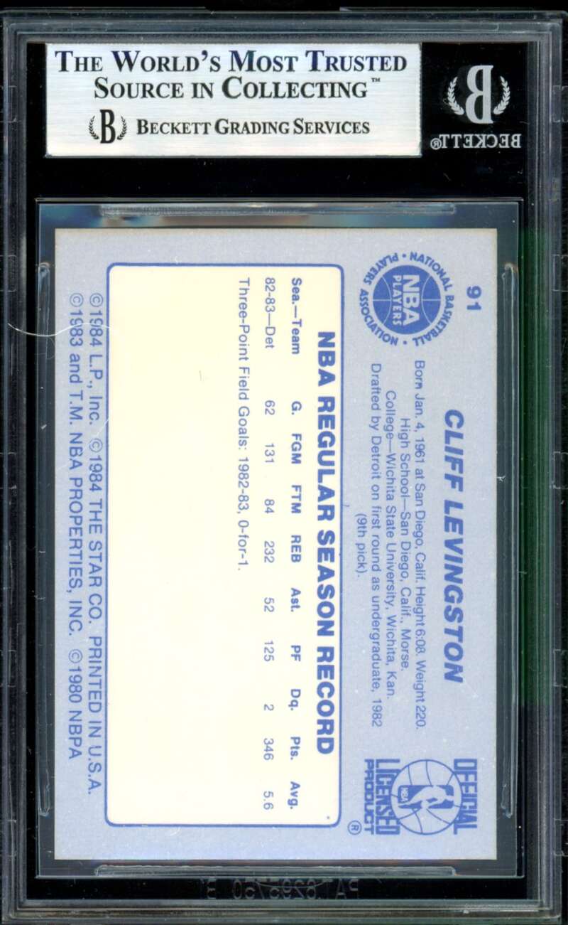 Cliff Levingston Card 1983-84 Star #91 BGS 9 Image 2