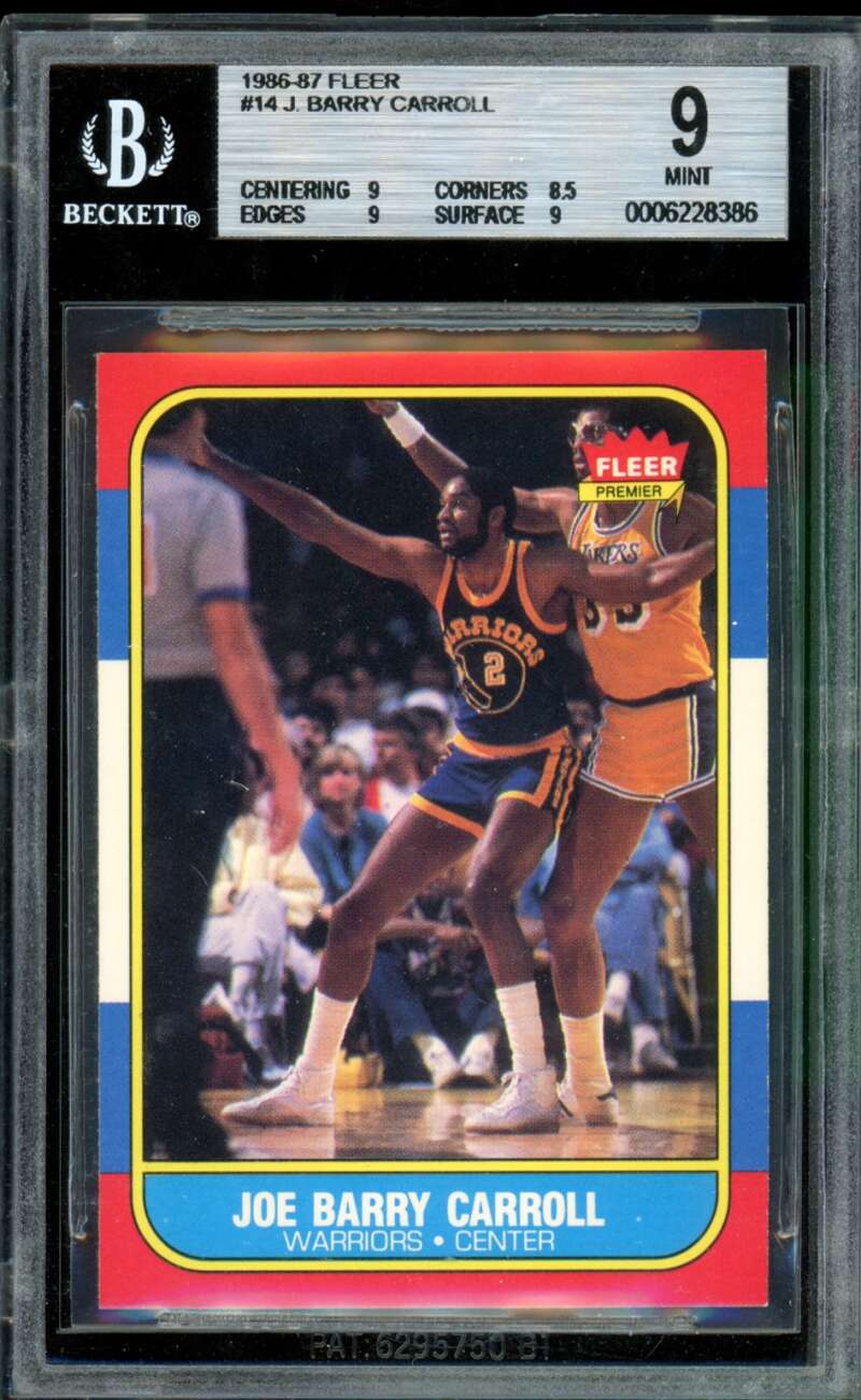 Joe Barry Carroll Card 1986-87 Fleer #14 BGS 9 Image 1