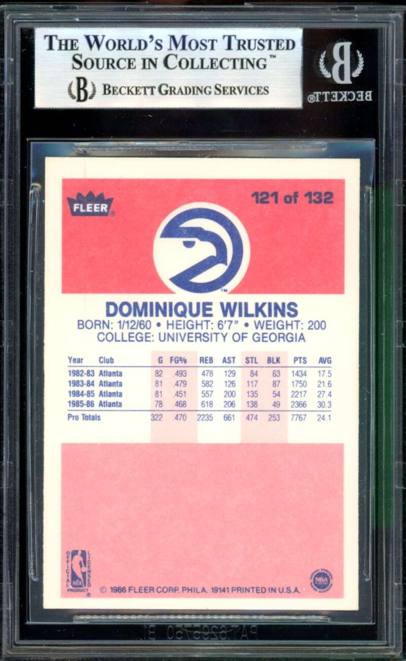 Dominique Wilkins Card 1986-87 Fleer #121 BGS 8.5 Image 2