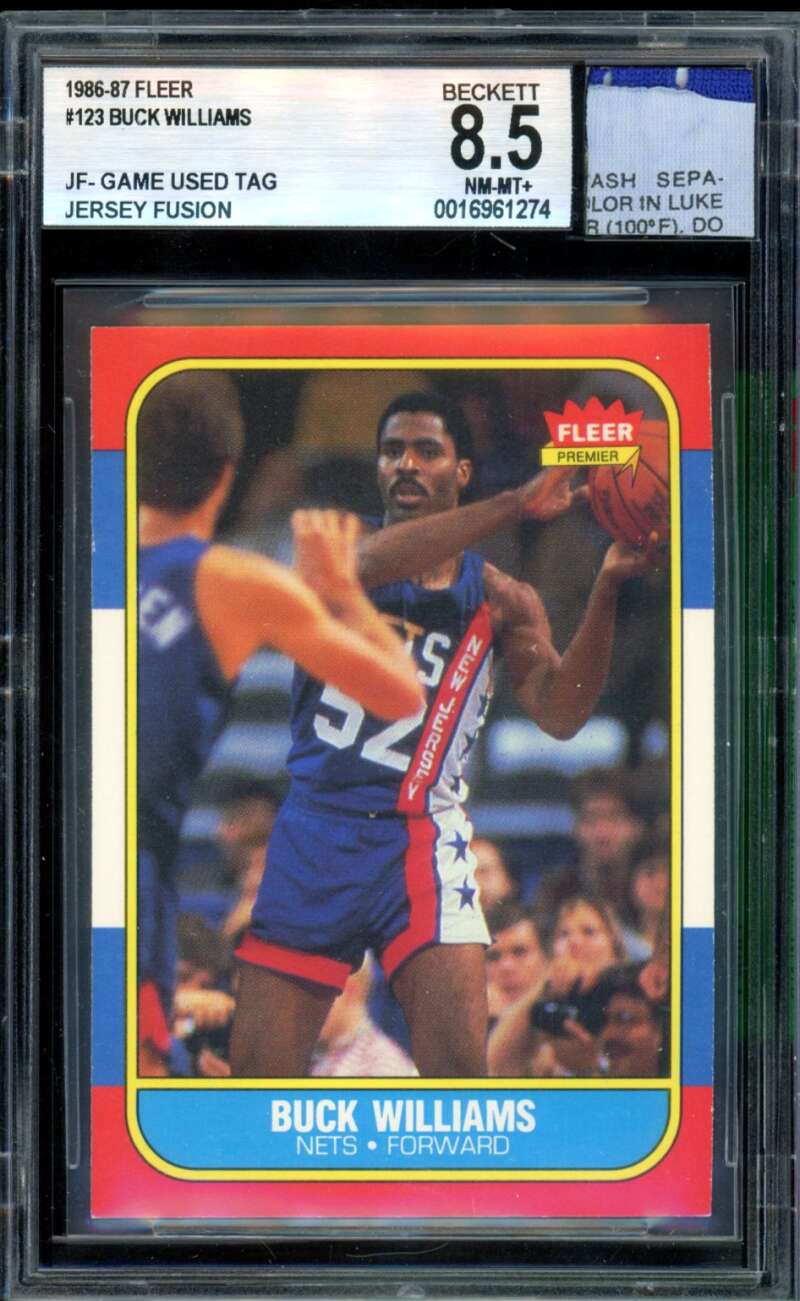 Buck Williams Rookie Card 1986-87 Fleer Jersey Fusion #123 BGS 8.5 Image 1