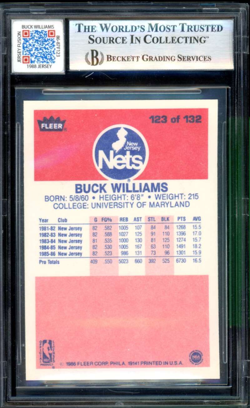 Buck Williams Rookie Card 1986-87 Fleer Jersey Fusion #123 BGS 8.5 Image 2