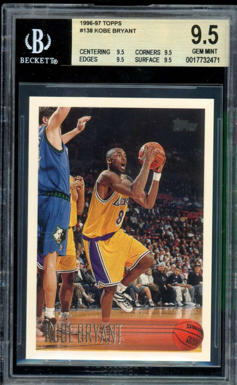 Kobe Bryant Rookie Card 1996-97 Topps #138 BGS 9.5 Image 1