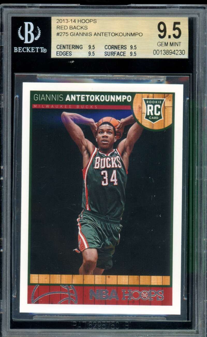 Giannis Antetokounmpo Rookie Card 2013-14 Hoops Red Backs #275 BGS 9.5 Image 1