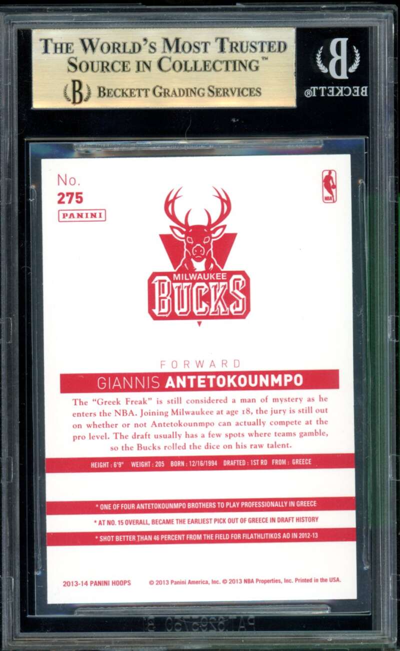 Giannis Antetokounmpo Rookie Card 2013-14 Hoops Red Backs #275 BGS 9.5 Image 2