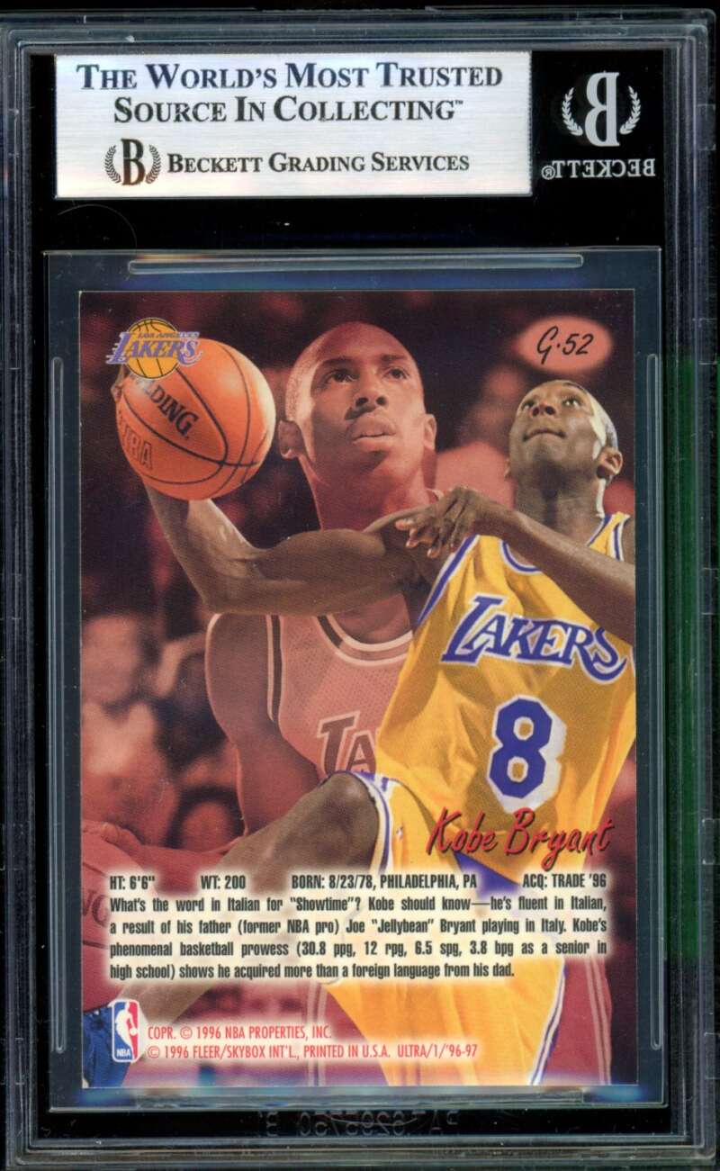 Kobe Bryant Rookie Card 1996-97 Ultra Gold Medallion G52 BGS 8.5 Image 2