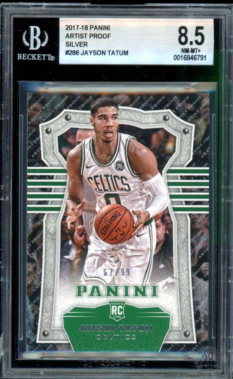Jayson Tatum Rookie Card 2017-18 Panini Artist Proof Silver (67/99) #286 BGS 8.5 Image 1